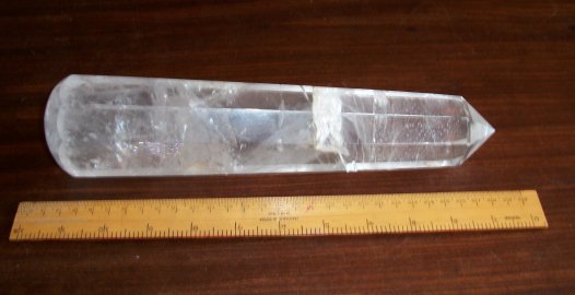 photo - a huge clear quartz crystal wand
